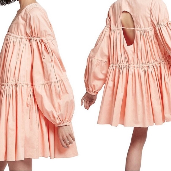 AJE Overture Smocked Tunic Dress in Apricot U.S. Size 4. NEW WITH TAGS. - Picture 3 of 4